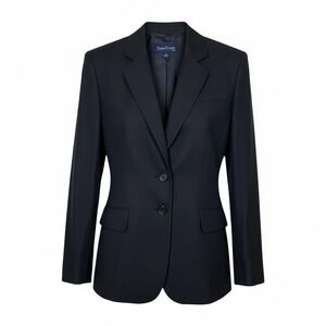 Evan-Picone Women Blazer 14 Black Pinstripe Two-Button Corporate Professional